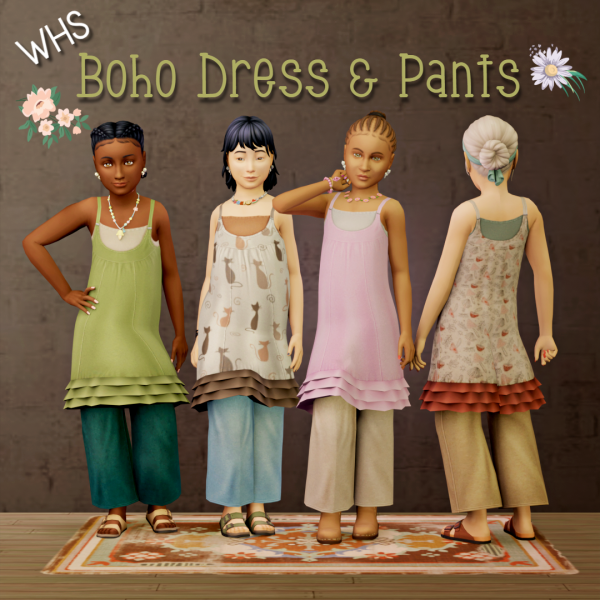 Maxis Match WHS BOHO DRESS 4 KIDS by simsfinds - The Sims 4 Custom Content