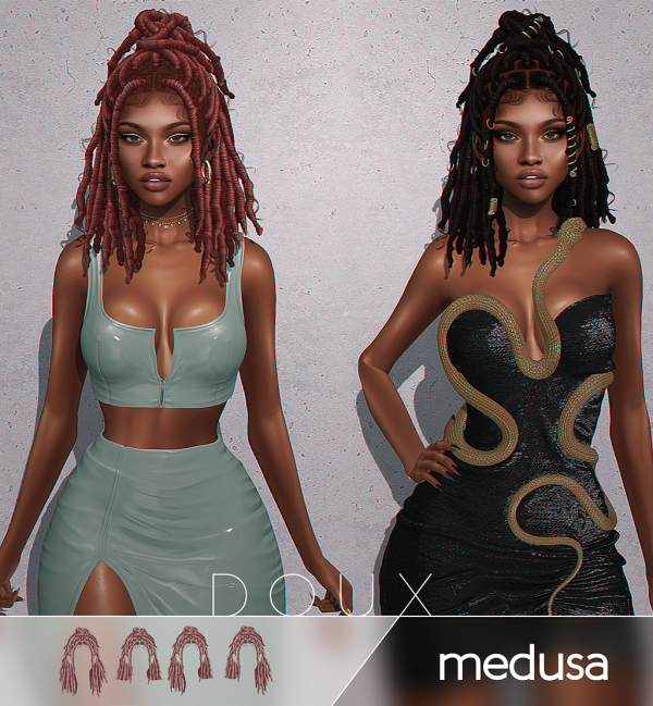 Alpha DOUX Medusa Hairstyle by douxhair - The Sims 4 custom content