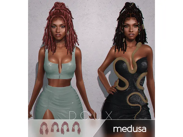 Alpha DOUX Medusa Hairstyle - The Sims 4 custom content