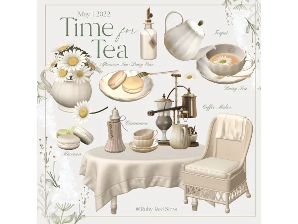 Alpha Afternoon Tea Set by RubyRed1023 - The Sims 4 Custom Content