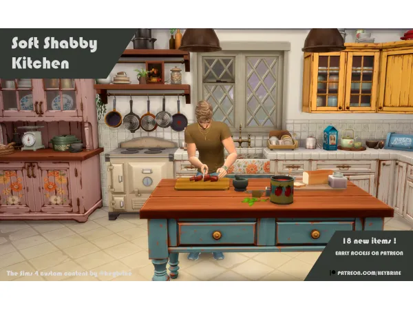 Maxis Match Soft Shabby Kitchen by HeyBrine - The Sims 4 Custom Content