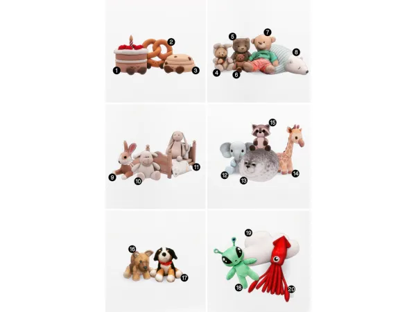 Mix Cute Plushies Finds by bubbl3gvm3232 - The Sims 4 Custom Content