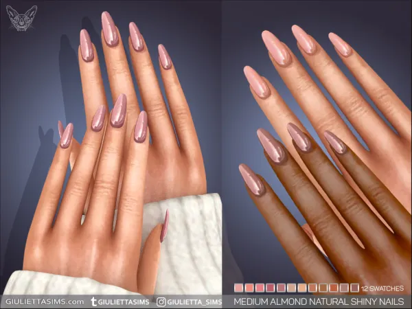 Alpha Medium Almond Shiny Natural Nails by feyona - The Sims 4 custom content