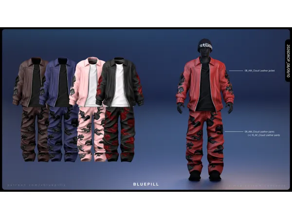 Alpha Cloud Leather outfit by xbluepillx - The Sims 4 Custom Content