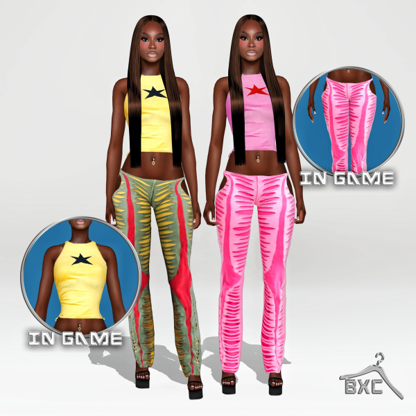 Alpha TIT4TATS TANK TOP PANT by simsfinds - The Sims 4 Custom Content