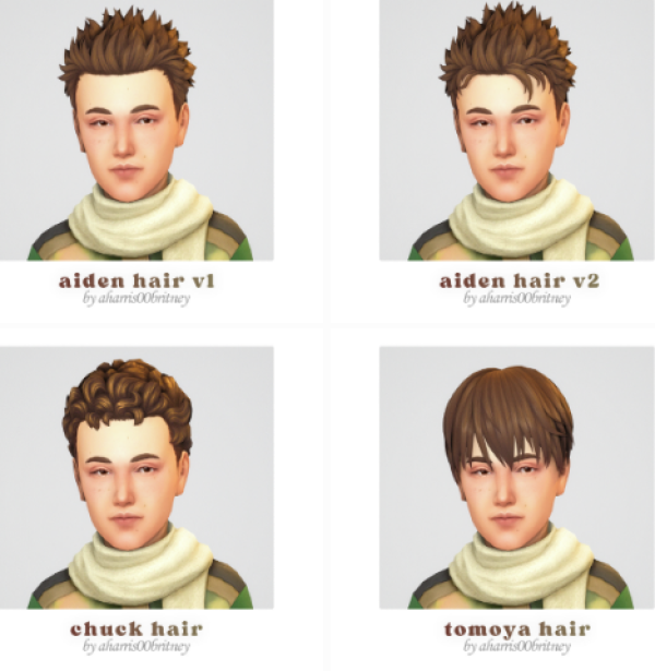 Maxis Match aharris00britney' AidenChuckTomoya Hair (Kids Conversion) by simsfinds - The Sims 4 Custom Content