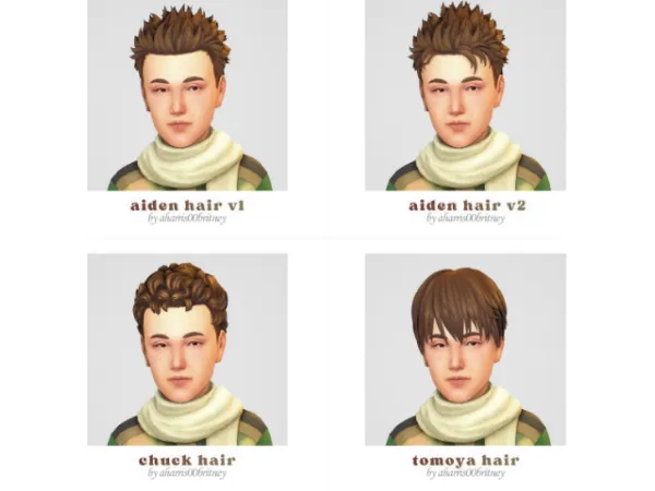 Maxis Match aharris00britney' AidenChuckTomoya Hair (Kids Conversion) - The Sims 4 Custom Content