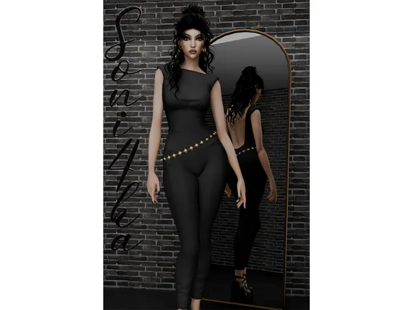 Mix Jumpsuit with belt by Soni4ka - The Sims 4 Custom Content