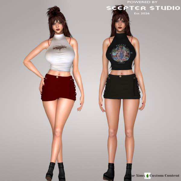 Mix Lorey Halter Neck Top and Skirt by simsfinds - The Sims 4 Custom Content