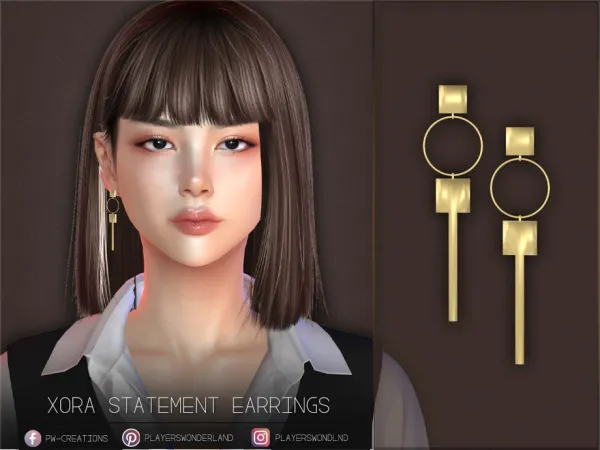Alpha Xora Statement Earrings by thesimsresource - The Sims 4 Custom Content