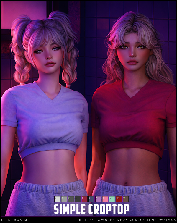 Alpha Simple Crop Top by liilmeowsims - The Sims 4 Custom Content