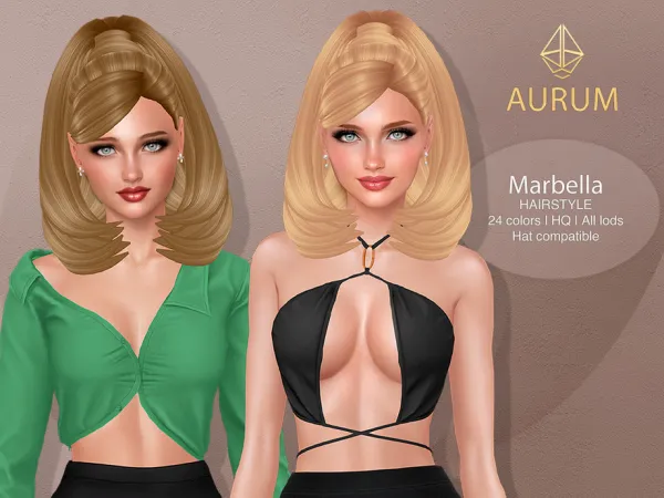 Mix Marbella Retro Bouffant Maxis Match Hair - The Sims 4 Custom Content