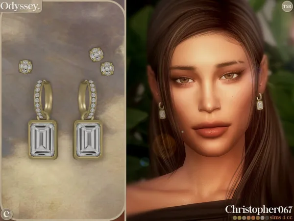 Alpha Odyssey Earrings Diamond Studded Hoop Dangle Earrings by christopher067 - The Sims 4 Custom Content