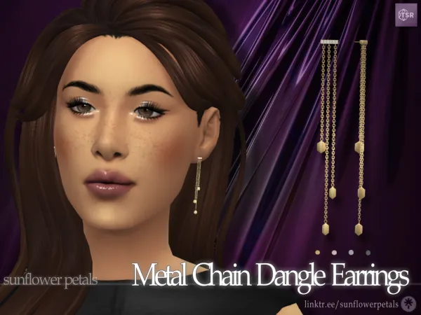 Mix Metal Chain Dangle Earrings by sunflowerpetals - The Sims 4 Custom Content