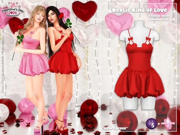 Alpha Bestie Kind of Love Heart Dress - The Sims 4 Custom Content