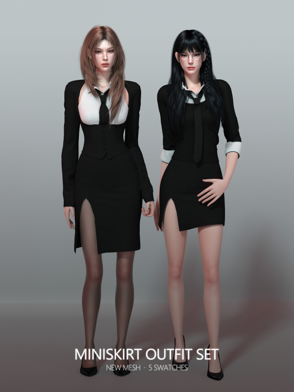 Alpha [RONA] Miniskirt Outfit Set by simsfinds - The Sims 4 Custom Content