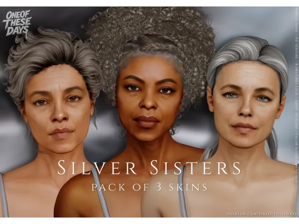 Alpha Silver Sisters PACK OF 3 SKINS SKINSOVERLAYS lipsticks tray files BFF by oneofthesedays - The Sims 4 Custom Content