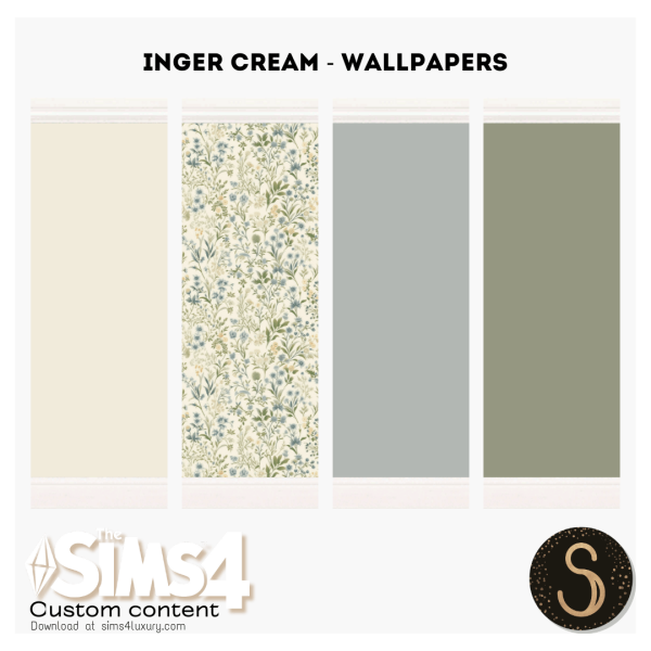 Mix Sims4Luxury Inger Cream Wallpapers by simsfinds - The Sims 4 Custom Content