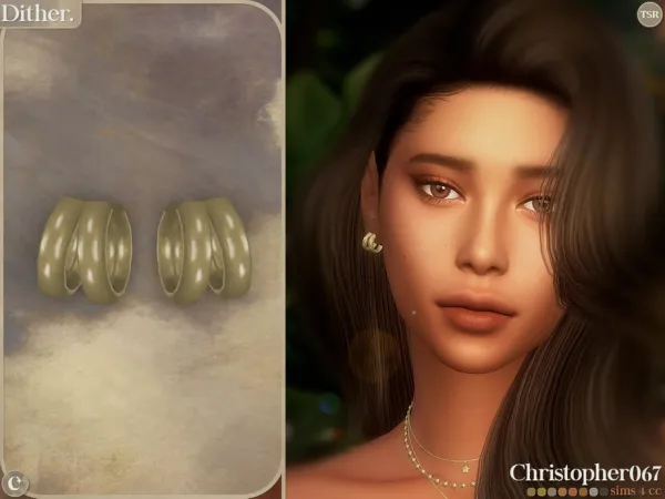 Mix Dither Earrings Double Hoop Earrings by christopher067 - The Sims 4 Custom Content