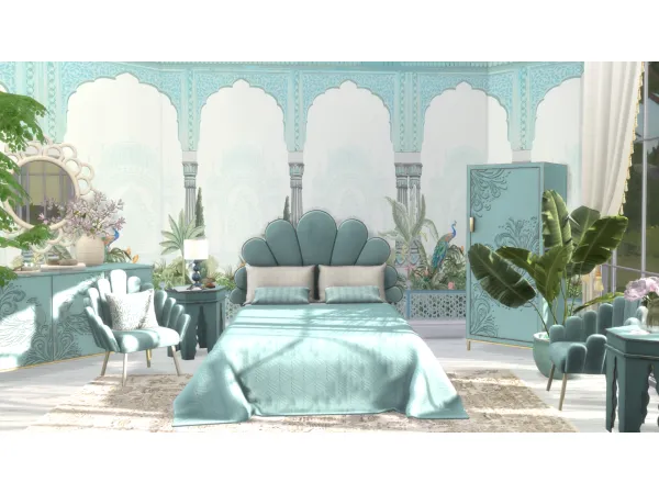 Alpha The Sleepy Peacock Panoramic Wallpaper by philo - The Sims 4 Custom Content