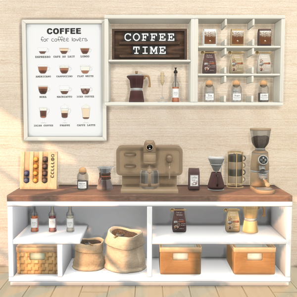 Maxis Match Coffee Corner Set by comiko - The Sims 4 Custom Content