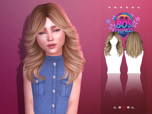 Alpha LEXEL Farrah child hairstyle - The Sims 4 custom content