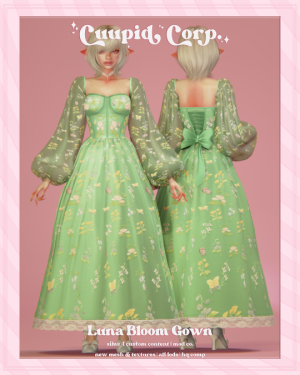 Alpha cuupid corp luna bloom gown by missme12 - The Sims 4 Custom Content