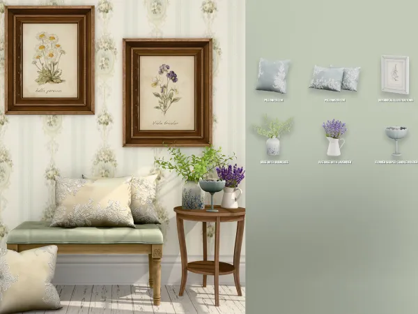 Alpha Olivia Shabby Chic Bedroom Decor by modcollective - The Sims 4 Custom Content