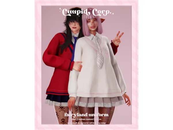 Alpha cuupid corp. fairyland uniform - The Sims 4 custom content
