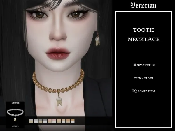 Alpha Tooth Necklace by Venerian - The Sims 4 Custom Content