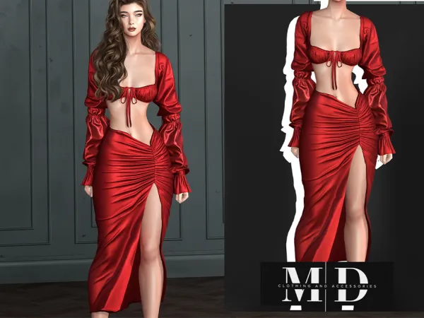 Alpha Silk Romance dress and top by mydarling20 - The Sims 4 Custom Content