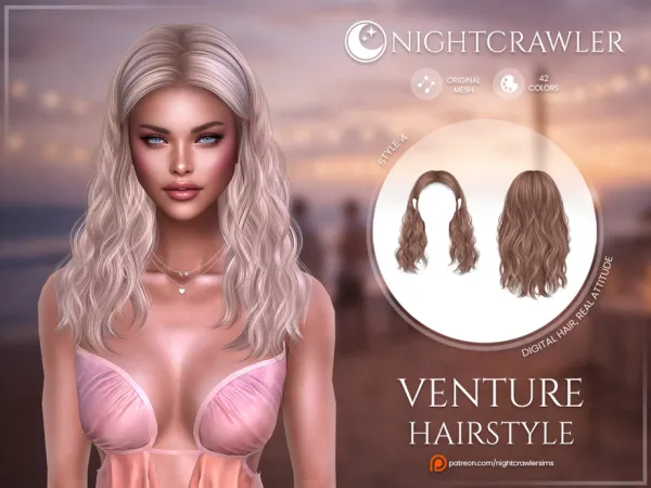 Alpha Nightcrawler Venture Hair STYLE A by Nightcrawler_Sims - The Sims 4 Custom Content