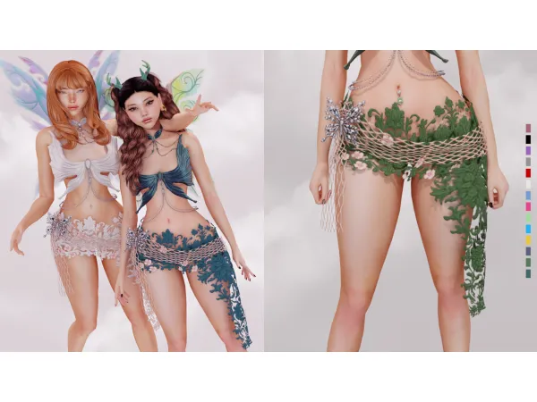 Alpha Elowe Butterfly Clip Skirt by lynxsimz - The Sims 4 Custom Content