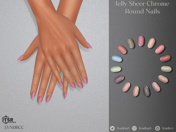 Alpha Jelly Sheer Chrome Round Nails - The Sims 4 Custom Content