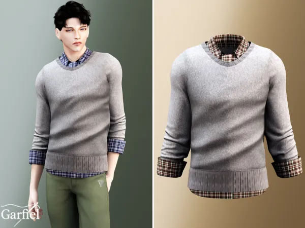 Alpha Adult Minimal layered sweater with visible shirt details by thesimsresource - The Sims 4 Custom Content