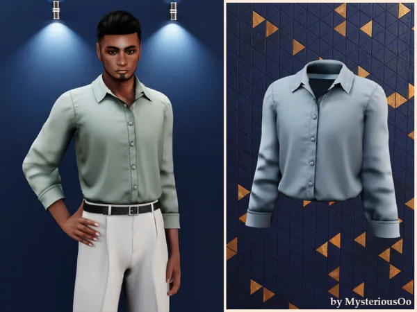 Alpha Male Classic button shirt by thesimsresource - The Sims 4 Custom Content