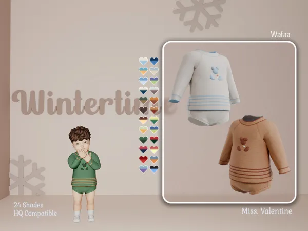 Maxis Match Wafaa sweater plus cotton short for infants by MissValentine142 - The Sims 4 Custom Content