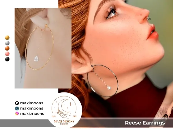 Alpha Reese Earrings by maximoons - The Sims 4 Custom Content
