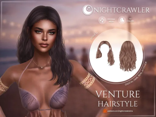 Alpha Nightcrawler Venture Hair STYLE D by Nightcrawler_Sims - The Sims 4 Custom Content