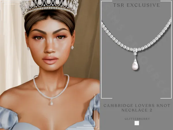 Alpha Cambridge Lovers Knot Necklace v2 by thesimsresource - The Sims 4 Custom Content