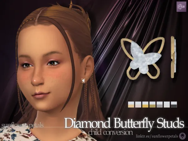 Mix Diamond Butterfly Studs for Kids - The Sims 4 Custom Content