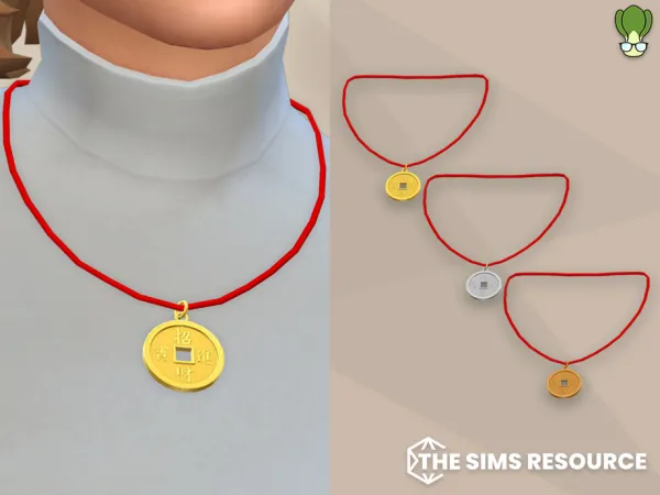 Maxis Match Chinese Lucky Coin Necklace - The Sims 4 Custom Content