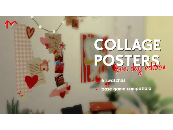 Maxis Match love day edition RECOLOUR collage posters by mariliuiw_ts4 - The Sims 4 Custom Content