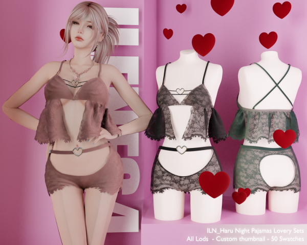 Alpha ILN Haru Pajamas by ilenes4 - The Sims 4 Custom Content