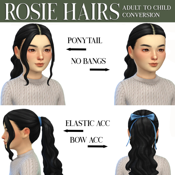 Maxis Match ROSIE HAIR CONVERSIONS sims by simsfinds - The Sims 4 Custom Content