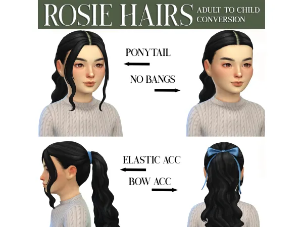 Maxis Match ROSIE HAIR CONVERSIONS sims by sleepyz - The Sims 4 Custom Content