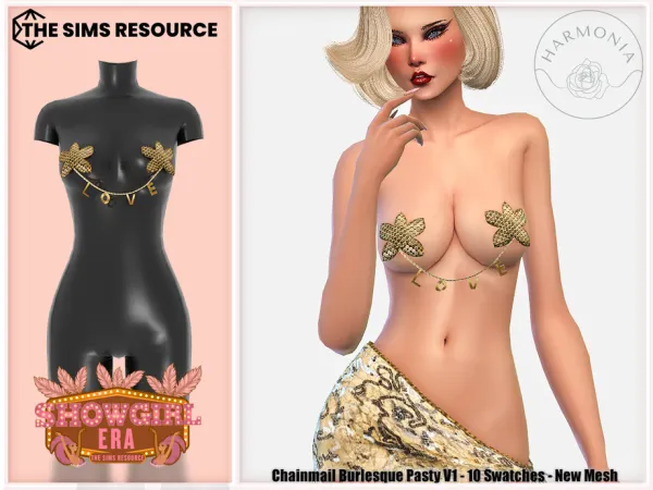 Alpha Showgirl Era Patreon Chainmail Burlesque Pasty V1 by Harmonia - The Sims 4 custom content