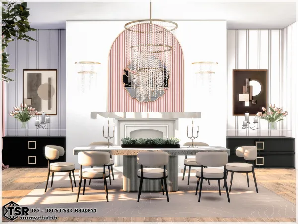 Mix D5 Dining Room by marychabb - The Sims 4 Custom Content