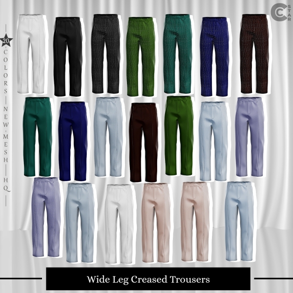 Alpha Male Wide Leg Creased Trousers cool_content_star by cool_content_star - The Sims 4 Custom Content