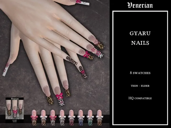 Alpha Gyaru Nails by Venerian - The Sims 4 custom content